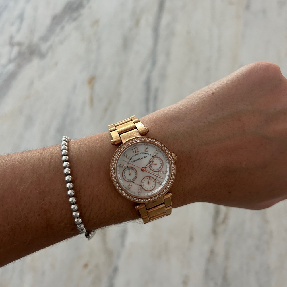 Michael Kors Rose Gold Watch with Silver Accents